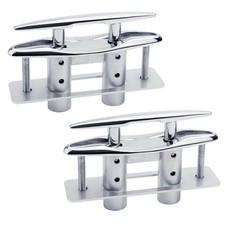 Pull Up Flush Mount Cleat Boat Dock Deck Stainless Steel 316 Retractable Low-...
