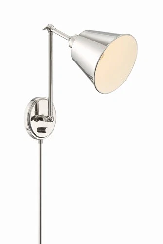 Crystorama Mitchell Polished Nickel Swing Arm Wall Lamp - Picture 3 of 5
