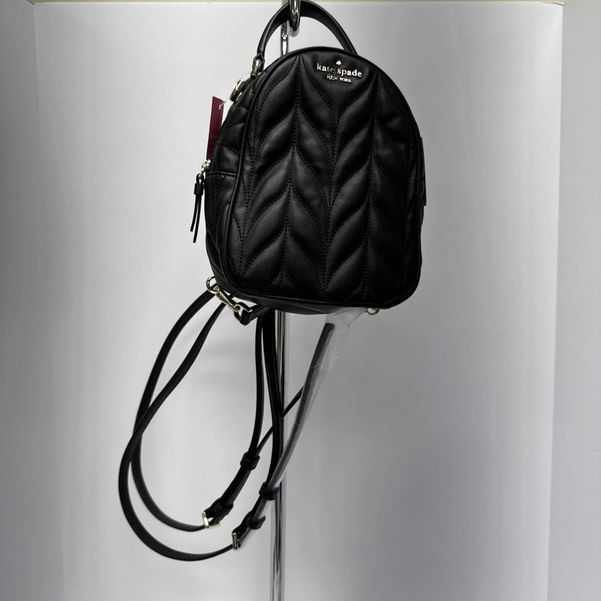 Kate Spade Black Mini Backpack Purse EUC Nylon Zip Top Adjustable Straps kate spade backpack handbag for women Chelsea the little  main image 3