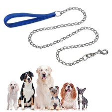 Heavy Duty Chain Dog Leash, Dog Leash with Handle  6ft x 3 Mm, Blue 