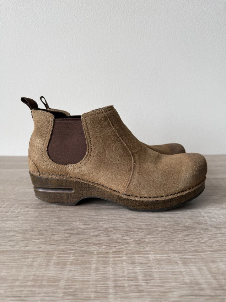 Dansko Frankie Chelsea ботинки коричневый замши кожи женщин 9 лодыжки сабо без шнуровки - Изображение 2 из 4