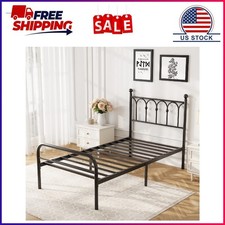 Gianna Twin Metal Platform Bed Frame with Steel Slat Support, Underbed Storage,