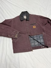 Vintage 90s Blanket Lined Carhartt Detroit J97 BRG Burgundy Super RARE Mens Sz M