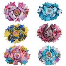 NEW Princess Girls Hair Bow Clip Ariel Cinderella Snow White Belle Rapunzel Elsa