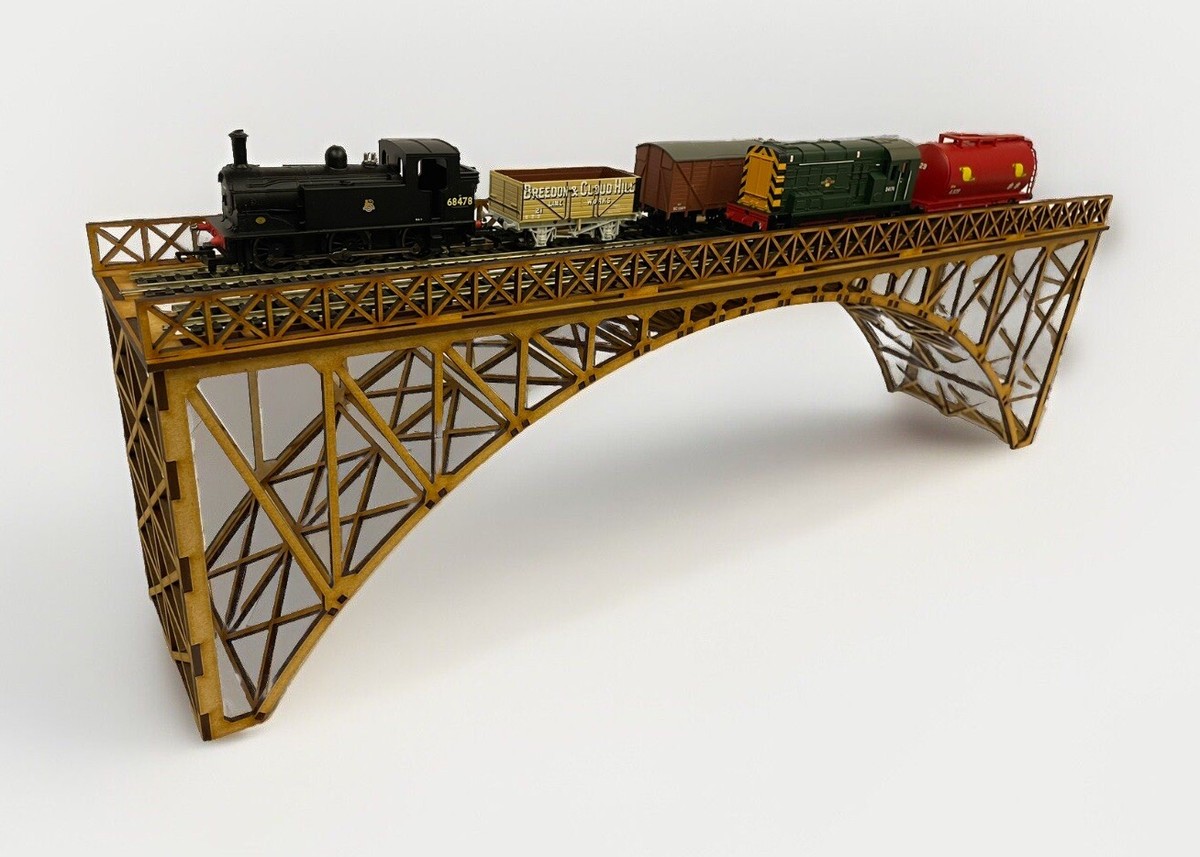 Model Railway Light Bridge Truss Set For OO Gauge - 2 Pack 30cm Pre-Built Scenery