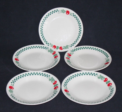 5 NEW Corelle Farm Fresh Bread & Butter Plates Corning Beige  Apples Never Used