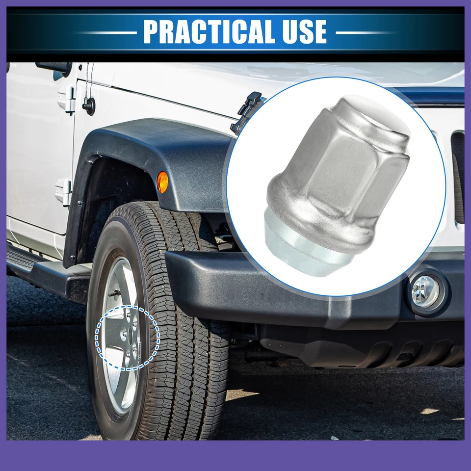 TWENTY Wheel Lug Nuts Tire Lugnuts Silver Tone Custom for Dodge Challenger - Image 2 of 4