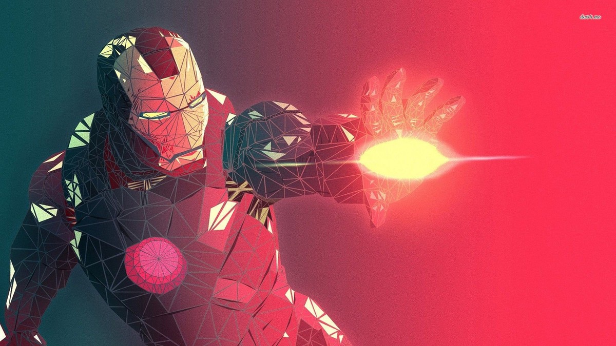 Marvel low poly superhero iron man art fan red playmat