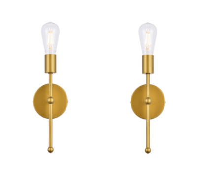 Noele Brushed Gold Wall Sconces 2(pair) Simple modern Bare Shadeless Minimal