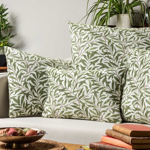 Willow Branch Tapestry Boudoir Cushion in Green. William Morris Style. 17x12" - Picture 4 of 4