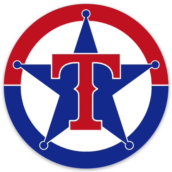 Texas Rangers Baseball T Monogram logo type with Star Die-cut