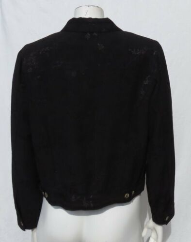 CITRON Santa Monica Black Lightweight Rayon Jacquard Cropped Jacket Top US XS S - Bild 2 von 6