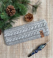 Handmade Crochet Star Headband Chunky Ear warmer hat Silver Gray