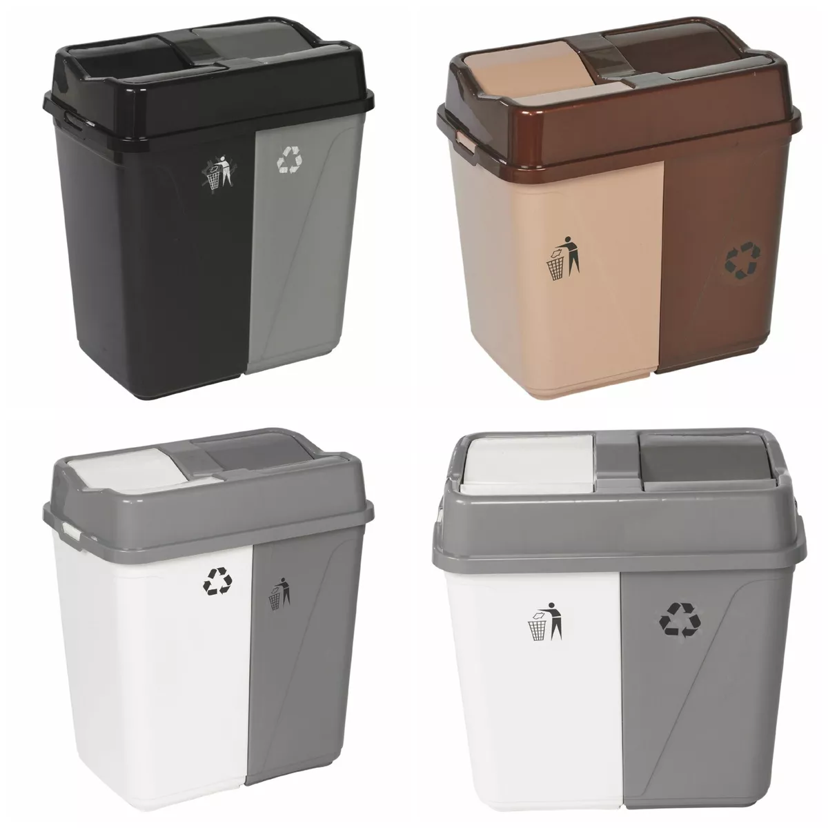 60L Waste Dustbin Garbage Trash Bin Duo Double Kitchen Bin Can 2