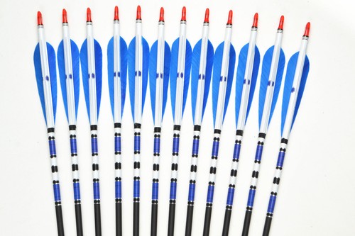 6/12/24PCS 31" Turkey Feather Carbon Arrows Bow Spine 500 Arrows Archery Hunting - Picture 6 of 10