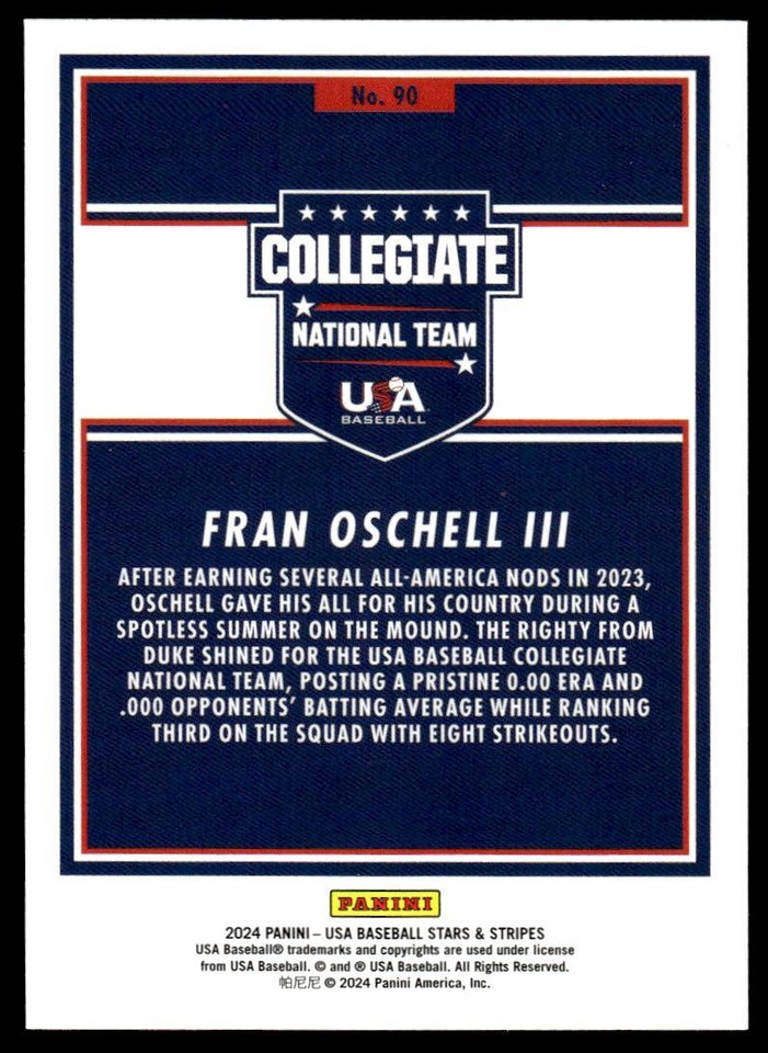 2024 Panini USA Stars & Stripes 90 Fran Oschell III Opening Day