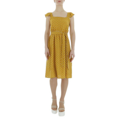 Damen Rüschen Gürtel Kleid 7801 Ital-design In Orange