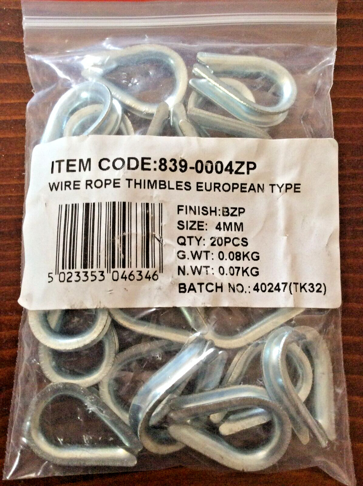 20 x 4mm Thimble Thimbles Wire Cable Rope BZP Galvanised Cable Clips Clamps
