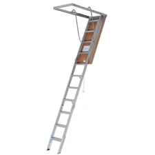 Louisville Attic Ladder 7.75ft to 10.25ft 375Lb Capacity Foldable Aluminum Frame