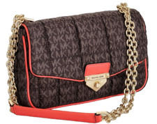 🌞MICHAEL KORS SOHO BROWN MK LOGO QUILT GOLD CHAIN CROSSBODY SHOULDER BAG🌺NWT!