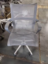 Light grey Herman Miller Setu Grey Office mesh desk chair 