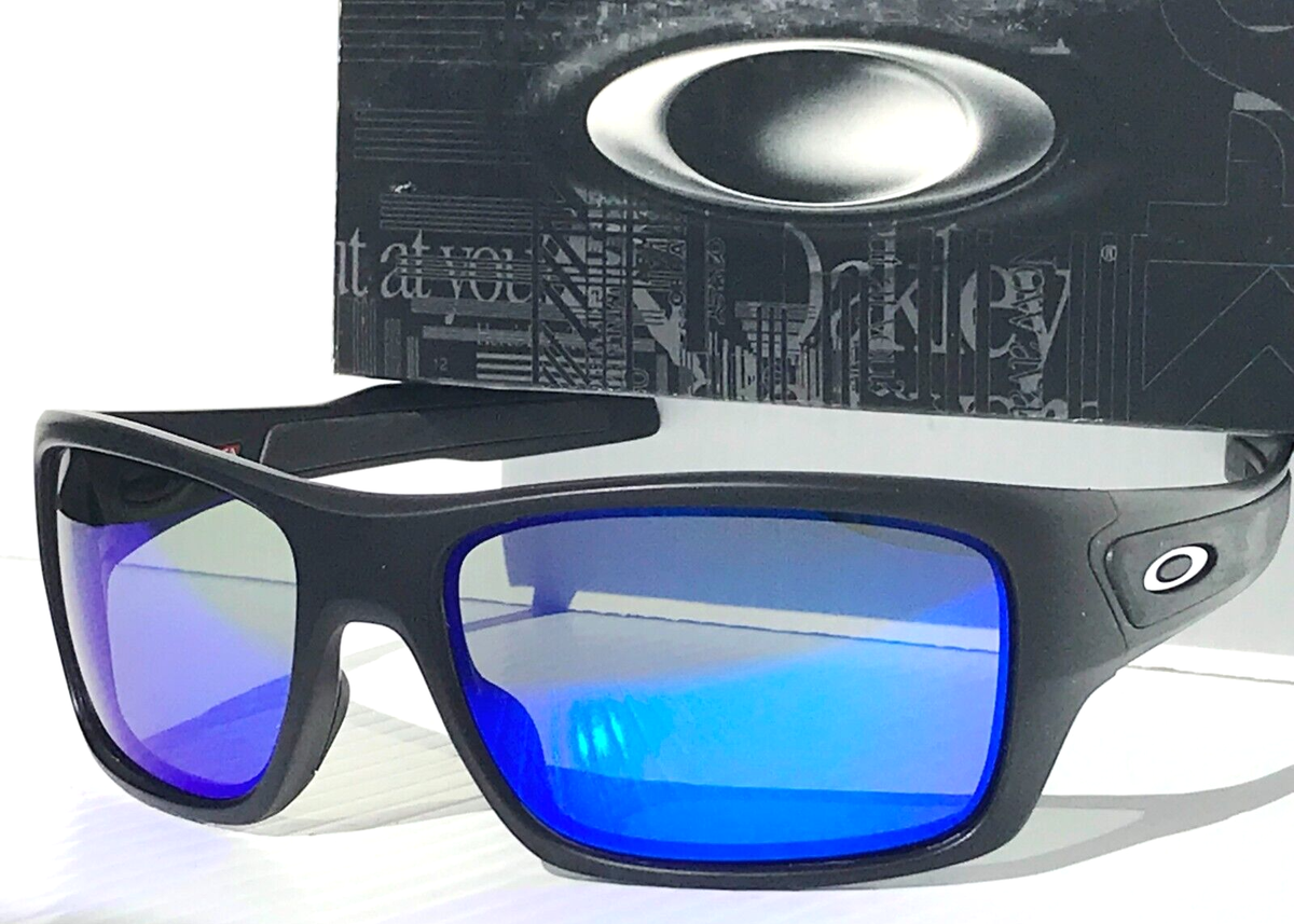 NEW Oakley TURBINE Matte Black +POLARIZED Galaxy Blue Iridium Lens