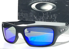 NEW Oakley TURBINE Matte Black POLARIZED Galaxy Blue Iridium Lens Sunglass 9263