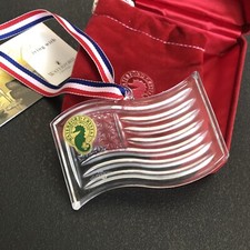Waterford Crystal AMERICAN FLAG ORNAMENT Clear July 4th Holiday Box Dust Bag