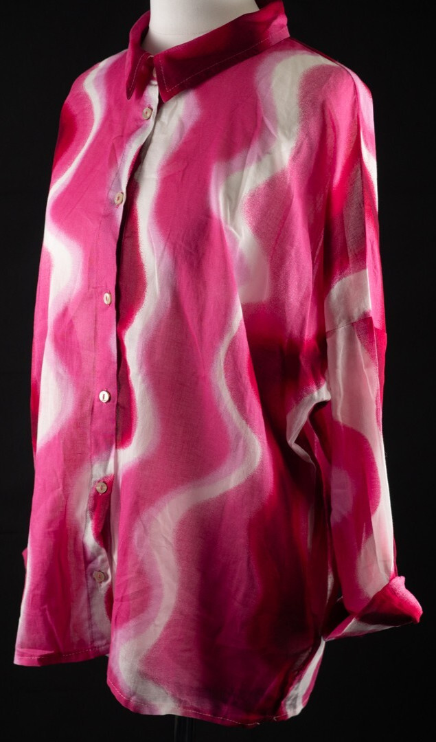 Primark Pink Wave Pattern Long Sleeve Shirt Size XS Pre-Owned image 7