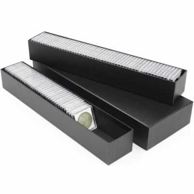 BCW Double Row 2x2 Coin Box - Safely Stores Flips and Snaps - Removable Inner
