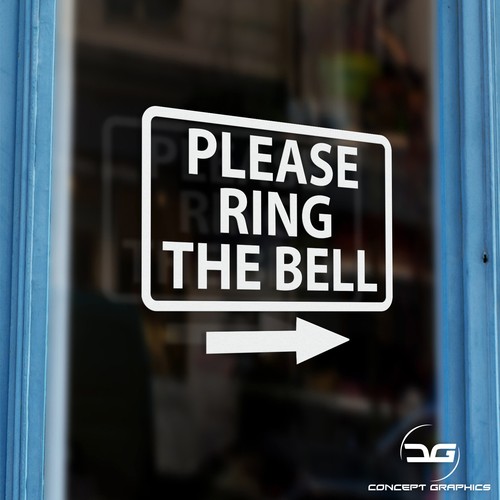 Please Klingelt die Glocke Türklingel Geschäft Zuhause Haustür Fenster Vinyl Aufkleber Schild - Bild 2 von 5