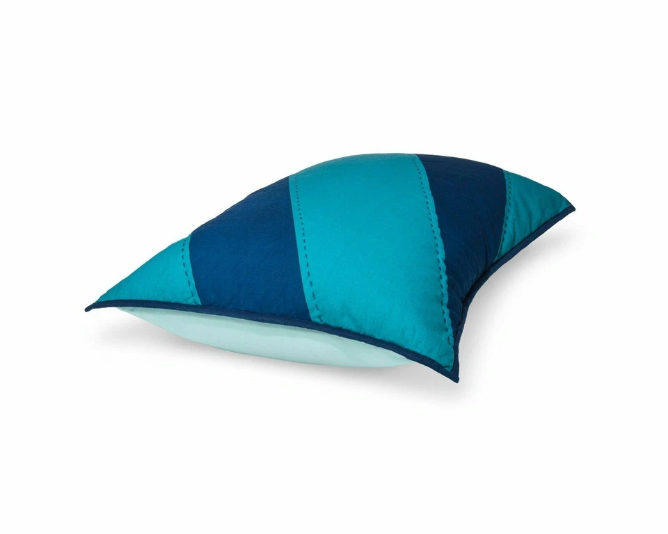 Almohada falsa Pillowfort Geo Line acuarelas tamaño estándar azul verde azulado Foto 3 de 3