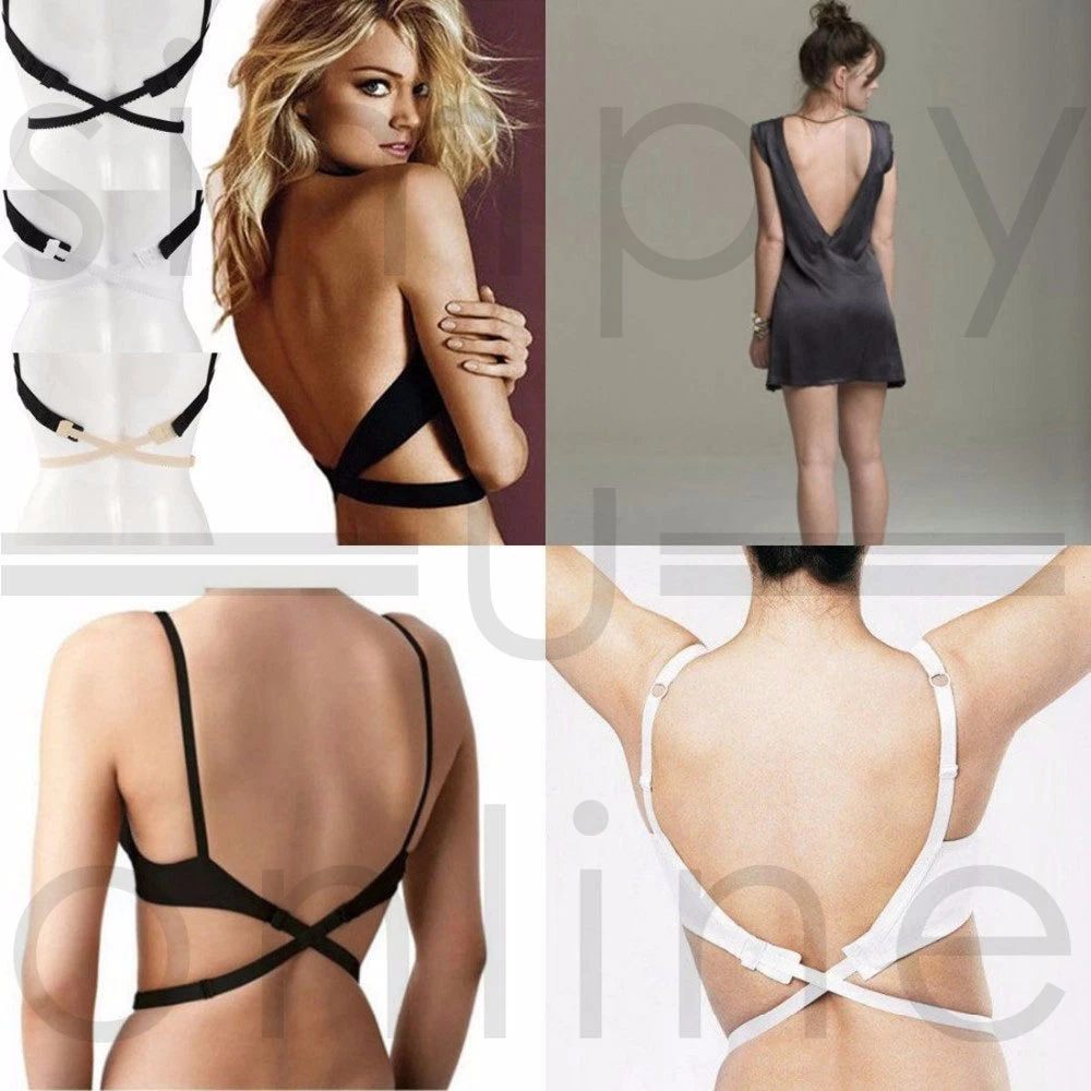 Low Back Adjustable Bra Strap Hook Converter Extender Backless BLACK WHITE  NUDE