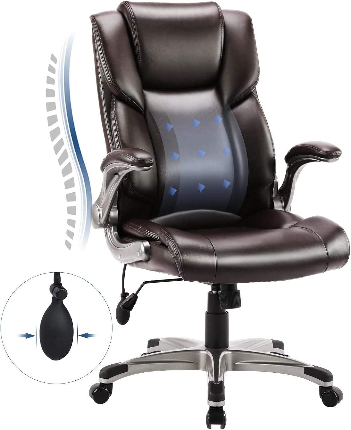 High Back Ergonomic Executive Office Chair with Adjustable Features for Home or Desk