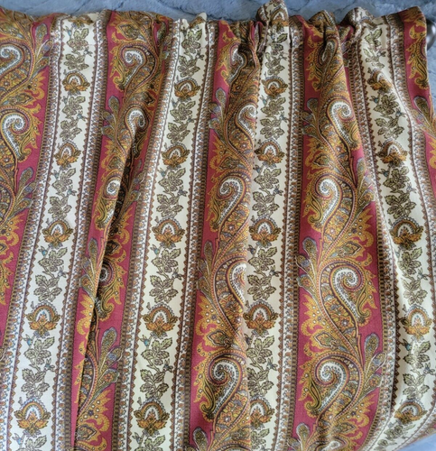 Panel de cortina vintage años 70 tela forrada de algodón a rayas de cachemira W 139"x H 108" - Imagen 2 de 13