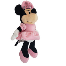 Disney Store 14" Minnie Mouse Plush Stuffed Animal Toy Pink Dress Bow Shoes