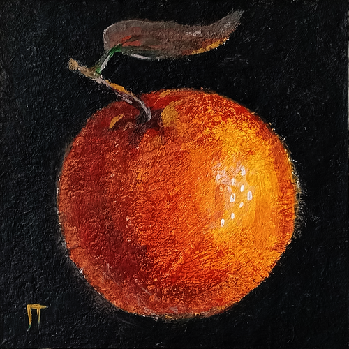 ACEO Orange Original Painting Miniature kitchen art 3.5x3.5in