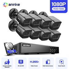 ANNKE 8CH 3K Lite DVR 1TB 1080P CCTV Security Camera System Human Detection IP67