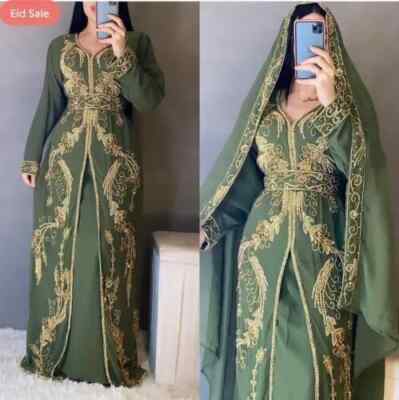 Dubai Farasha Jacket Gown Dress Beautiful Elegant Kaftan Moroccan Abaya Caftan