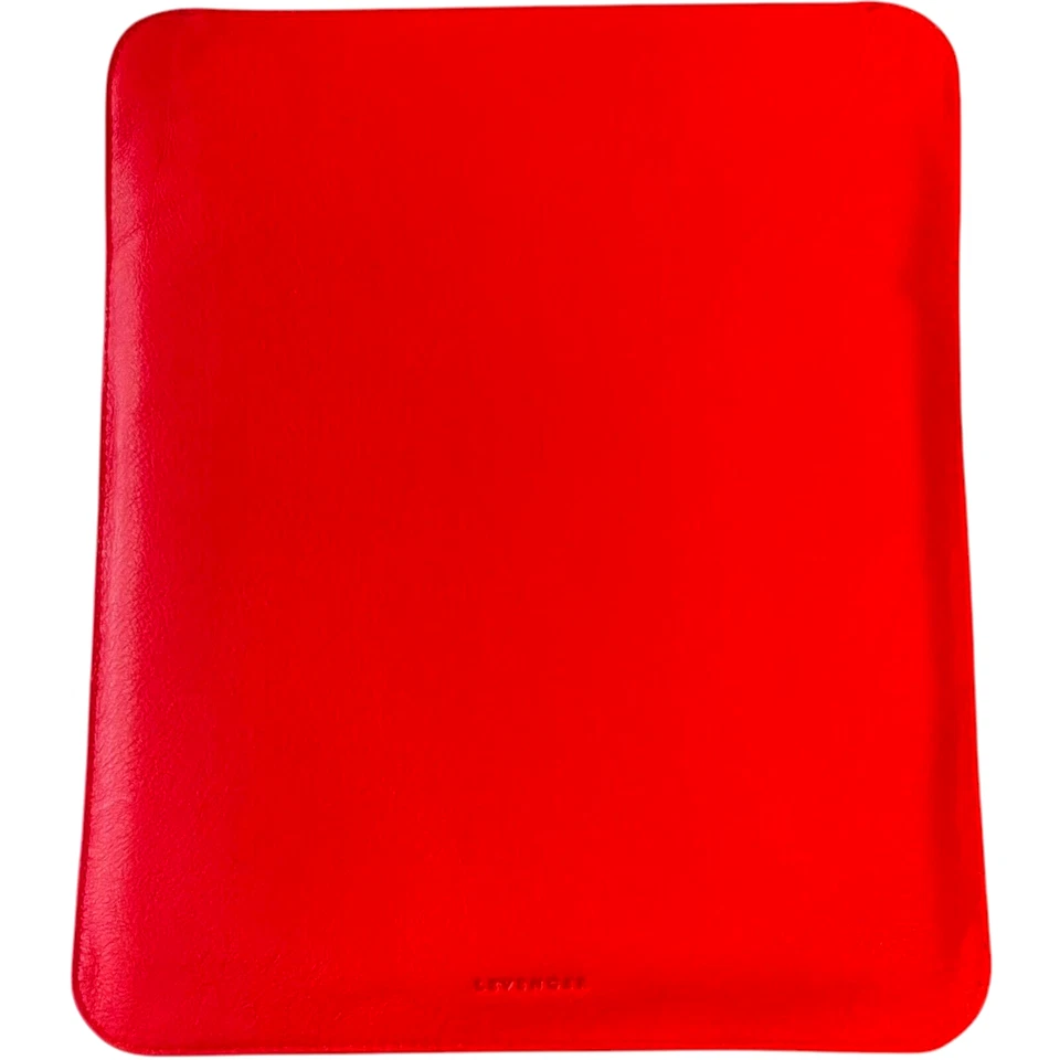 Levenger Red Tablet Soft Carrier 12.5"x10" Leather Sleeve Monogram KAJ - Image 3 of 4