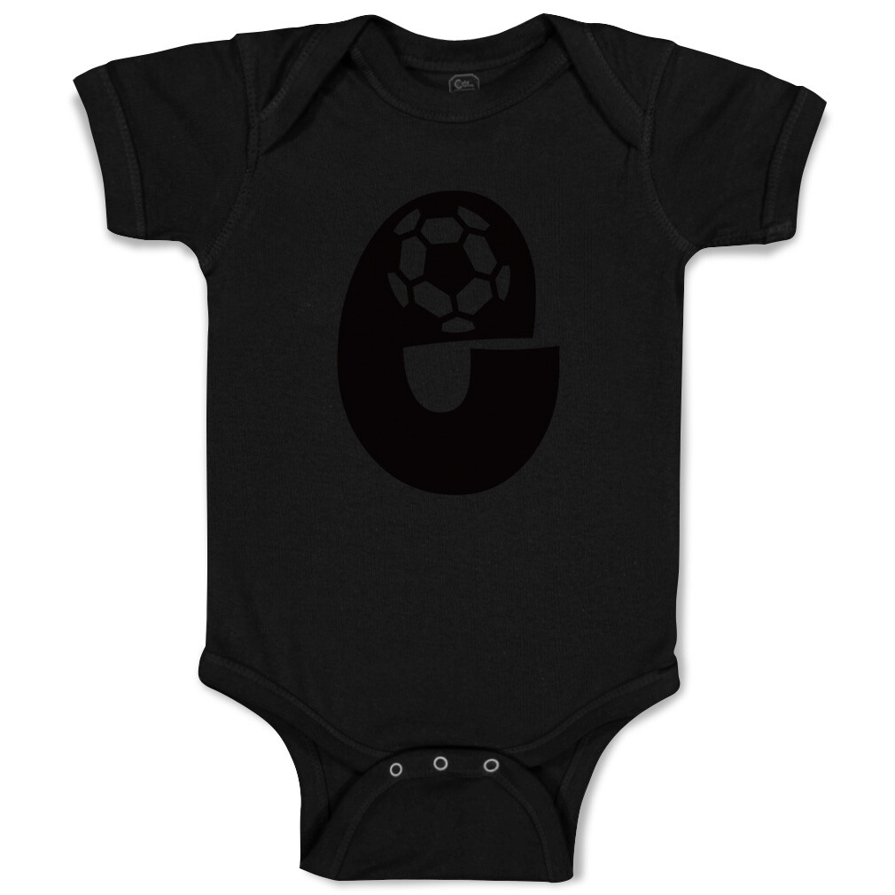 Baby Bodysuit with E Letter Soccer Balls Black Decal Cotton America Cup Design