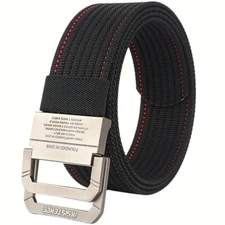 Double D-Metal Buckle Colorful Nylon Webbing Belt Key Strap, Casual Durable