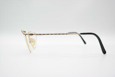 Vintage Christian Dior 2812 49 Gold Black Oval Glasses Frame NOS