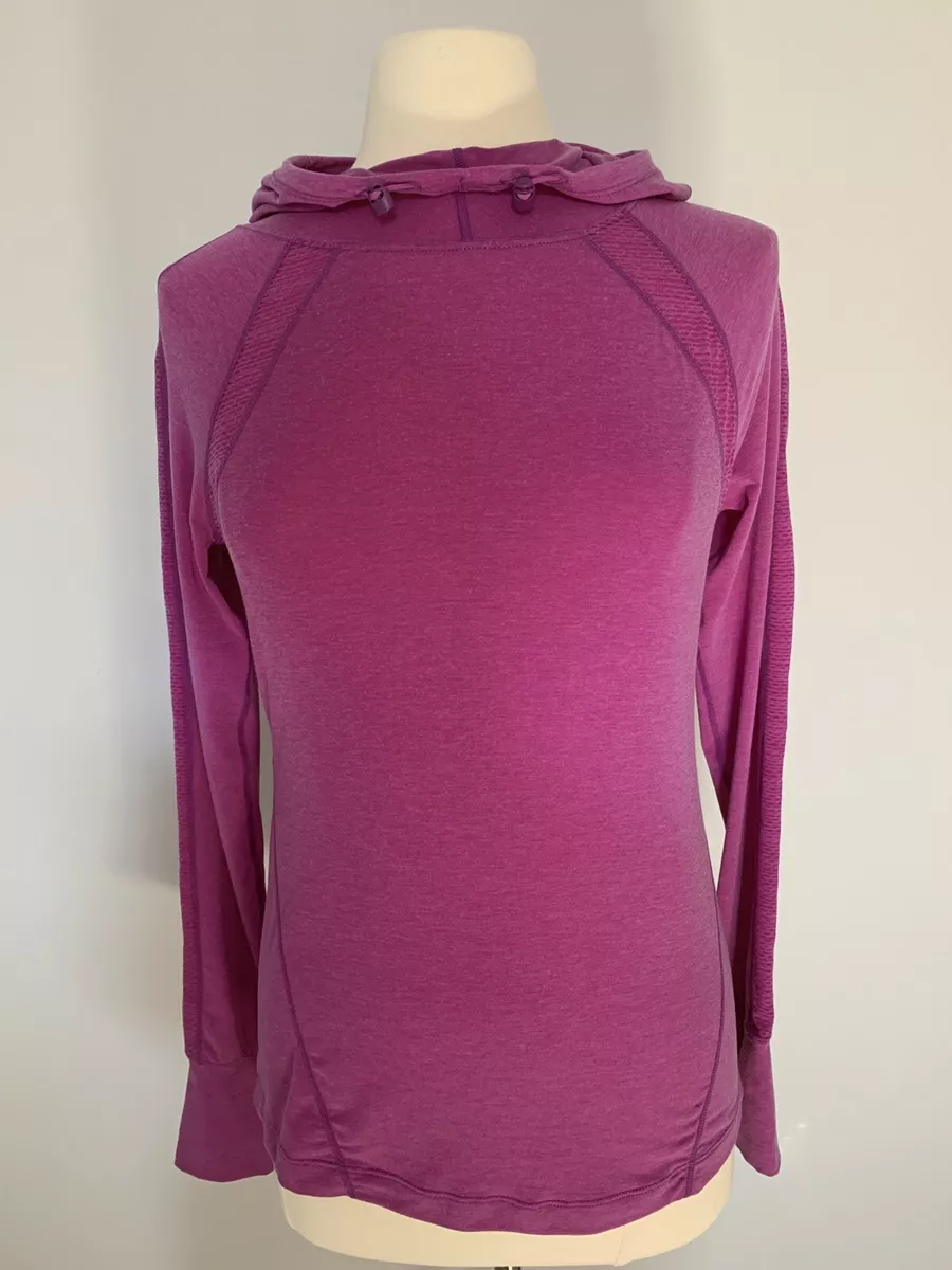 GapFit Breathe S Purple Mesh Panel Hoodie Active Top Toggle Hood Thumb  Holes