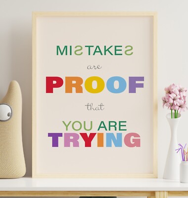 Mistakes are proof that you are trying Poster Printed Cardstock Paper 8''x10''