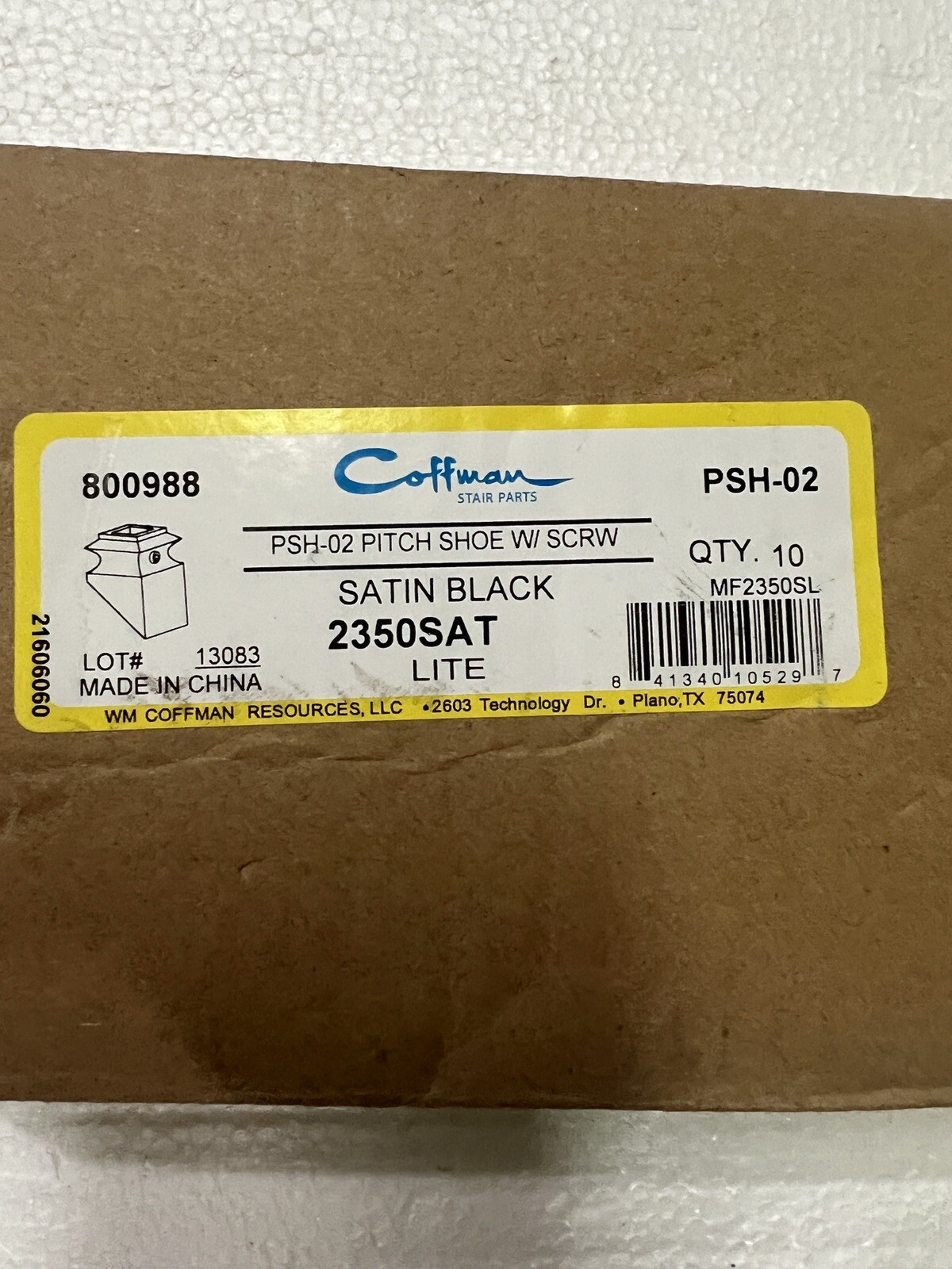 Coffman Stair Parts PSH02 Pitch Shoe 800988 Box of 10 Satin Black eBay