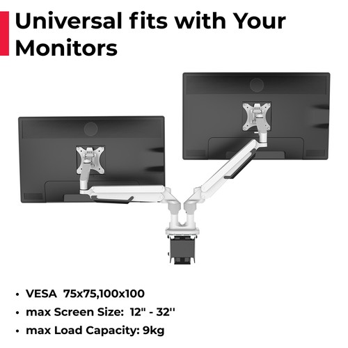 acatana Dual Monitor Stand Arm HD LED Desk Mount Screen TV Holder up 32'' 9kg - Picture 2 of 12