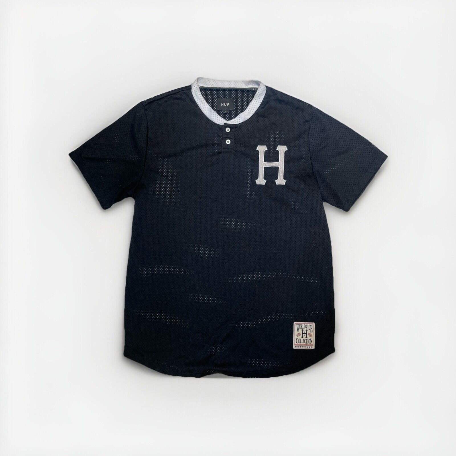 HUF Chavez Transparent Black Baseball Jersey Size Large