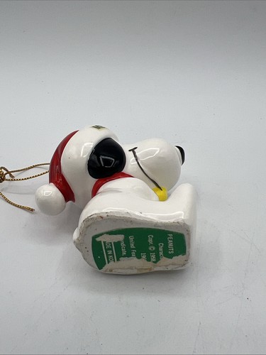 VTG Peanuts Snoopy Woodstock Santa Elf Ceramic Christmas Ornament 1979 - Picture 5 of 10