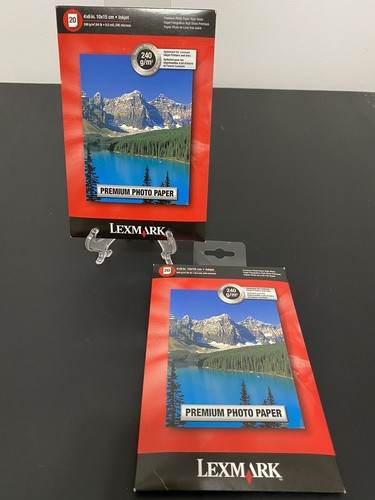 Set of 2 Lexmark Premium Photo Paper Packs 4" x 6" HIGH GLOSS 20 Sheets Each - 第 1/4 張圖片